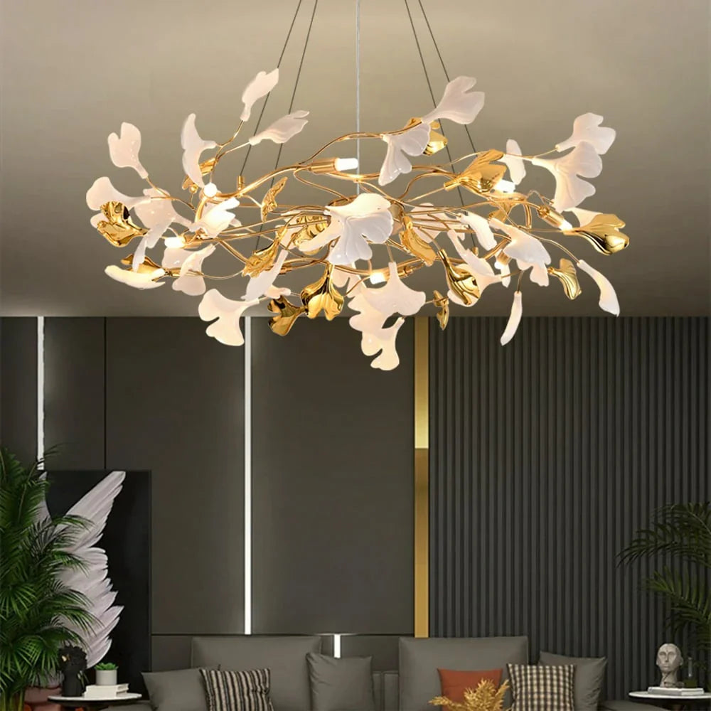 Modern Light Luxury Ginkgo Leaf Chandelier