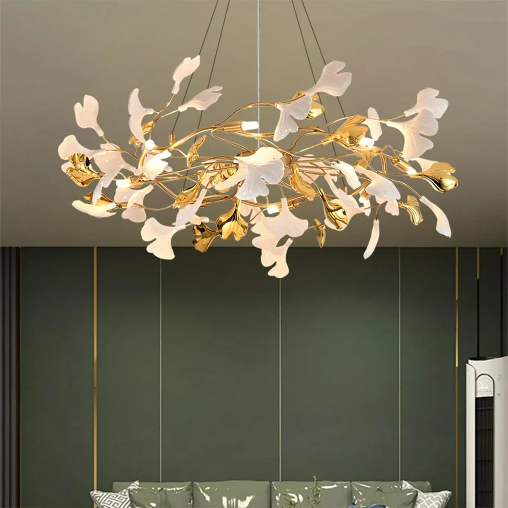 Modern Light Luxury Ginkgo Leaf Chandelier