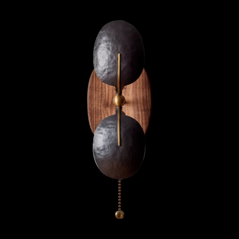 Modern Light Luxury Metal and Walnut Wall Lamp