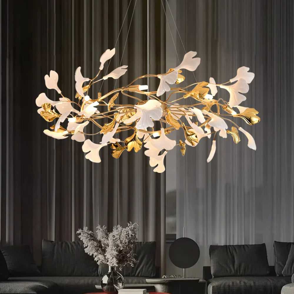 Modern Light Luxury Ginkgo Leaf Chandelier
