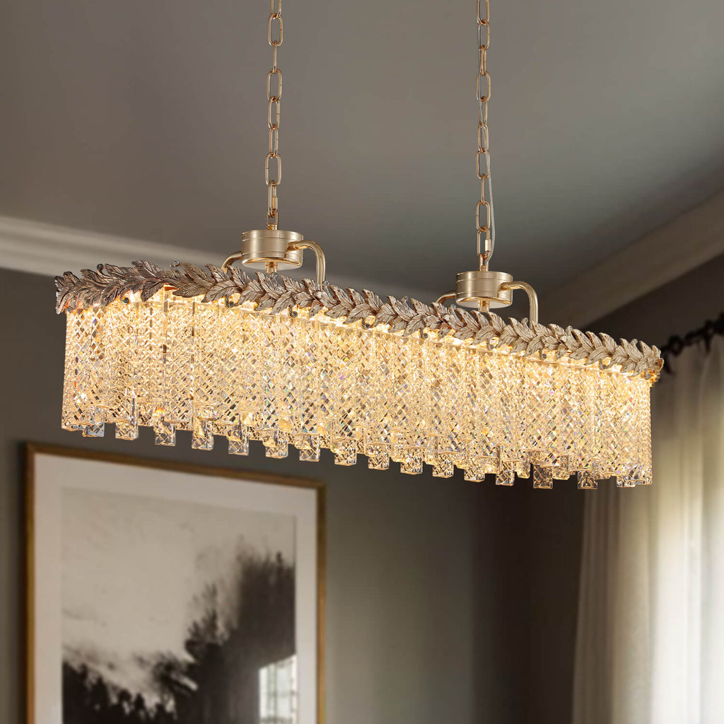 Modern Light Luxury Angel Crystal Rectangular Chandelier