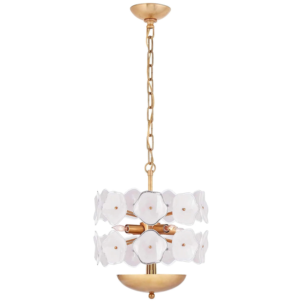 Modern Light Luxury White Flower Glass Copper Pendant LIght