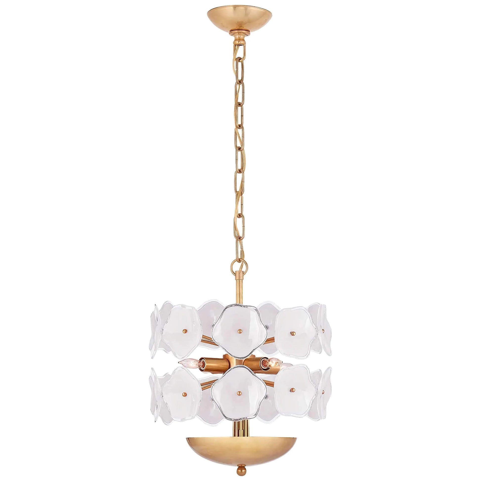Modern Light Luxury White Flower Glass Copper Pendant LIght