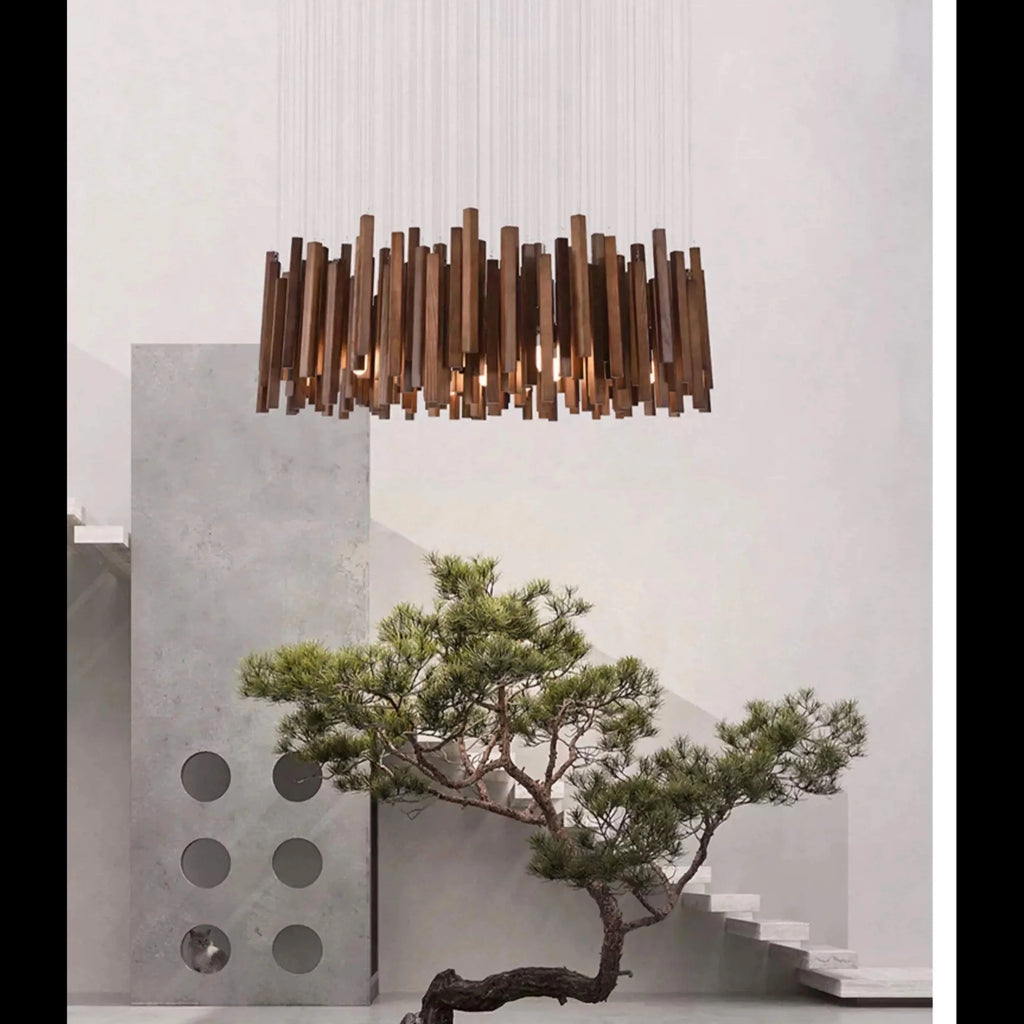 Modern Light Luxury Wooden Beam Pendant Light