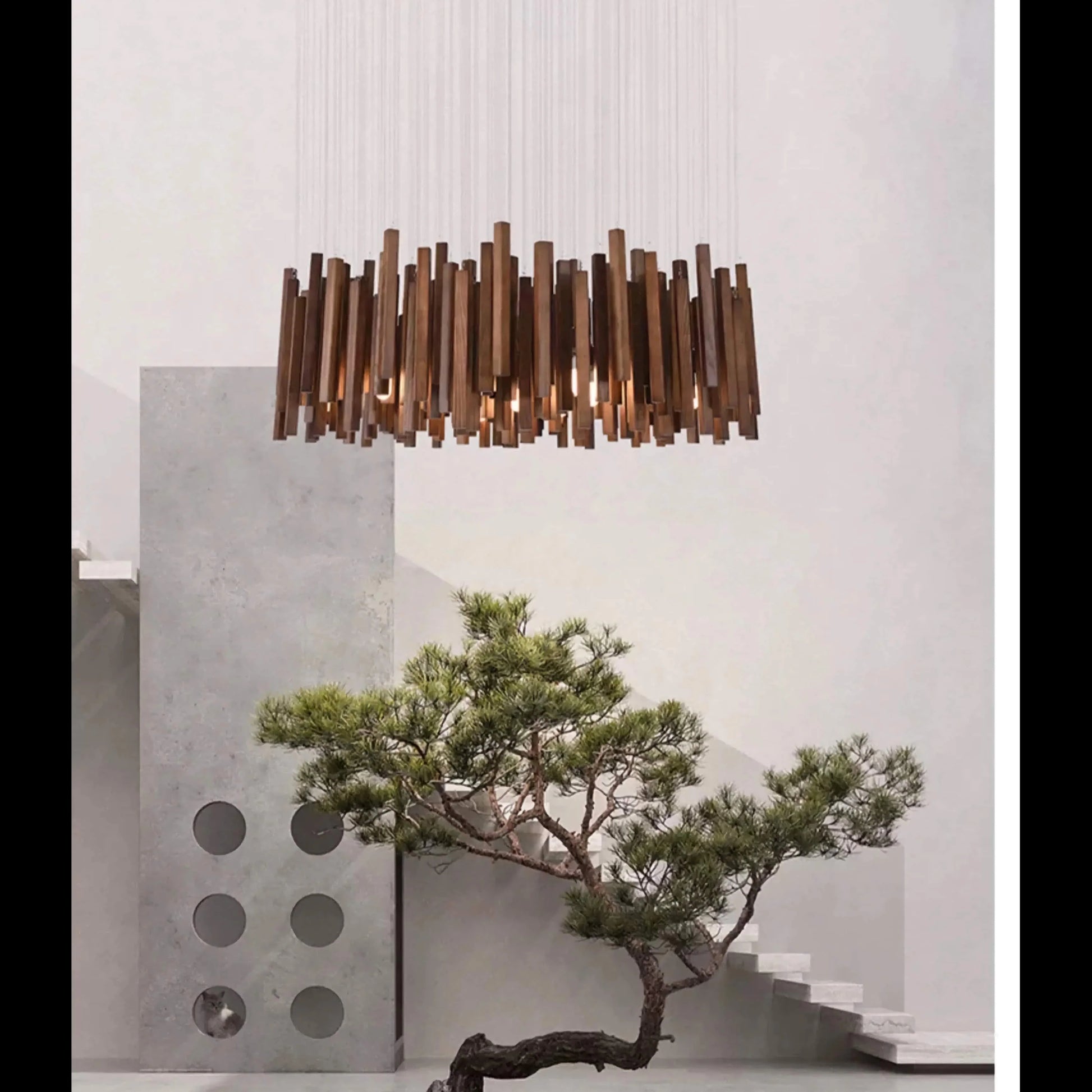 Modern Light Luxury Wooden Beam Pendant Light