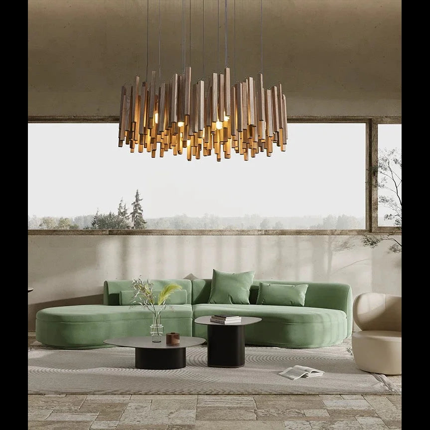 Modern Light Luxury Wooden Beam Pendant Light