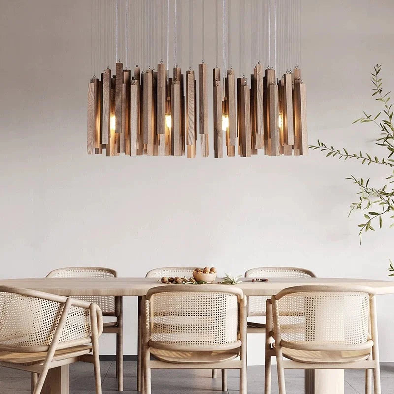 Modern Light Luxury Wooden Beam Pendant Light
